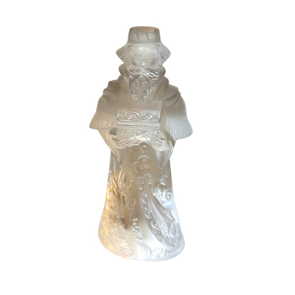 Lalique France Crystal Melchior Wiseman Magi Nativity Figurine Frosted 5" Signed